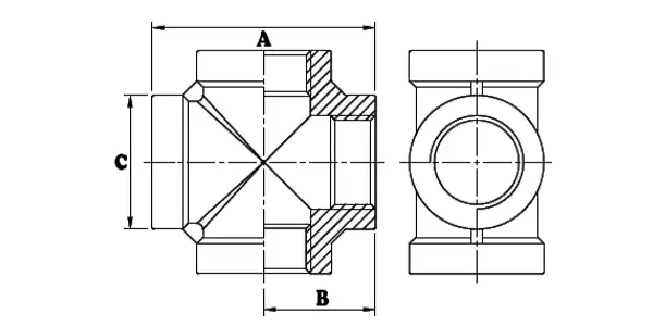 Fourway / Cross Fittings Drawing