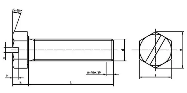 Hex Bolts with Slot Drawing