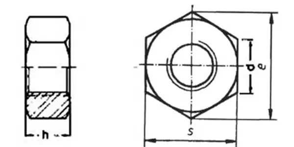 Hexagon Nut with Large Across Flat Drawing