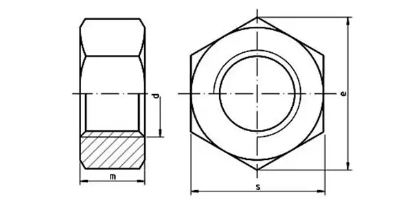 Hexagonal Nuts Drawing