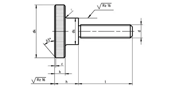 Knurled Thumb Screws ( High Type) Drawing