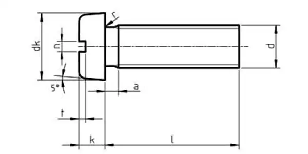 Slotted Cheese Head Screws Drawing