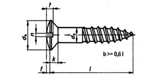 Slotted Oval Head Wood Screws Drawing