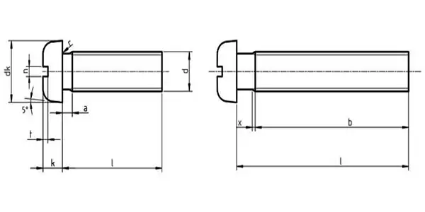 Slotted Pan Head Screws Drawing