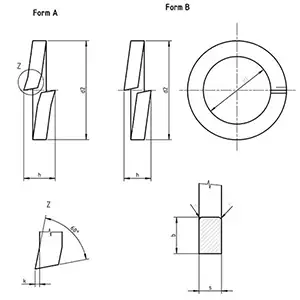 Spring Lock Washers Drawing