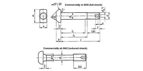 T Head Bolts Drawing