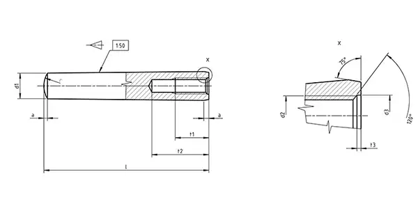 Taper Pins With Internal Thread Drawing